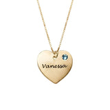 Engraved Heart Necklace with Birthstone