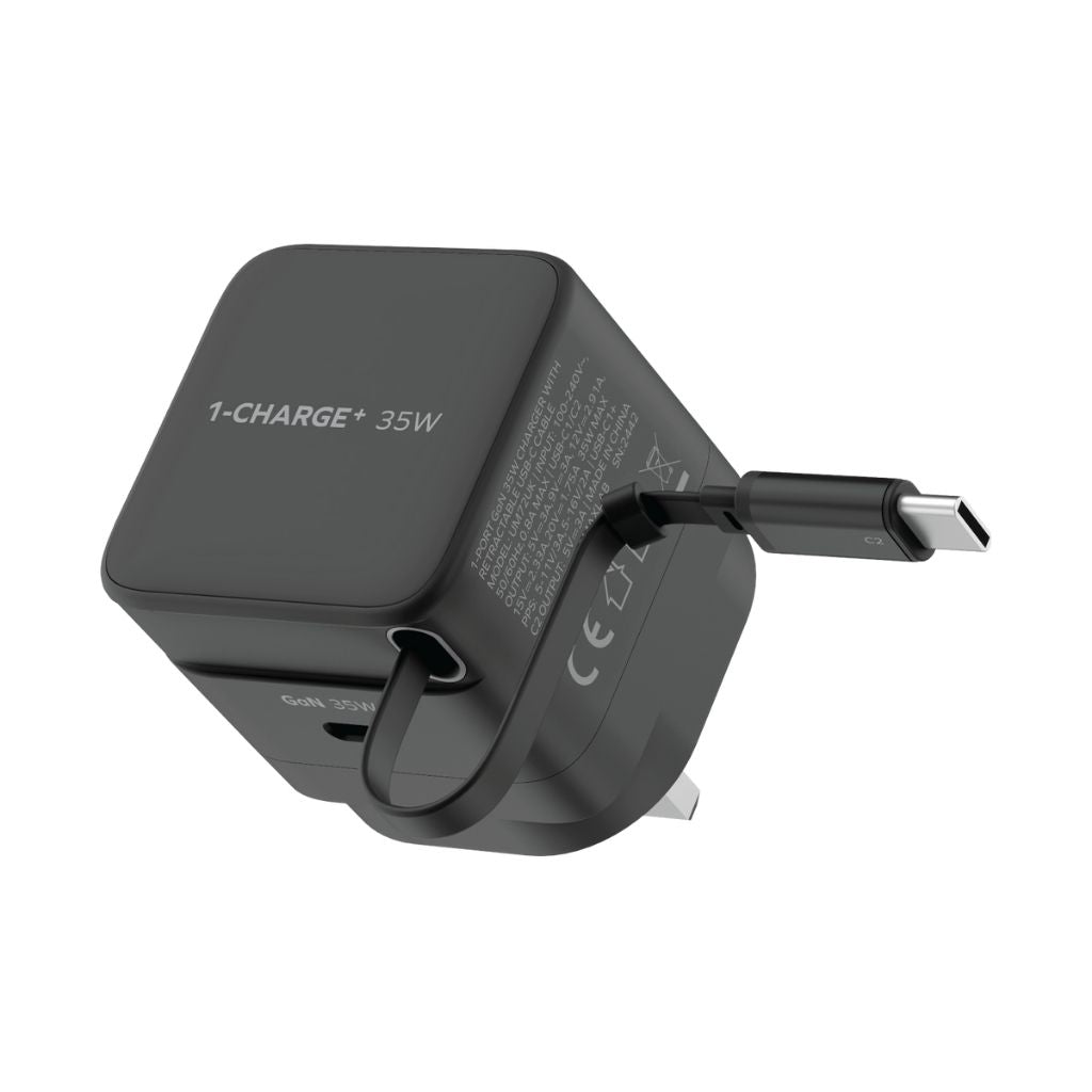 Momax 1-Charge 35W GaN 1-Port Charger With Built-In Usb-C Cable