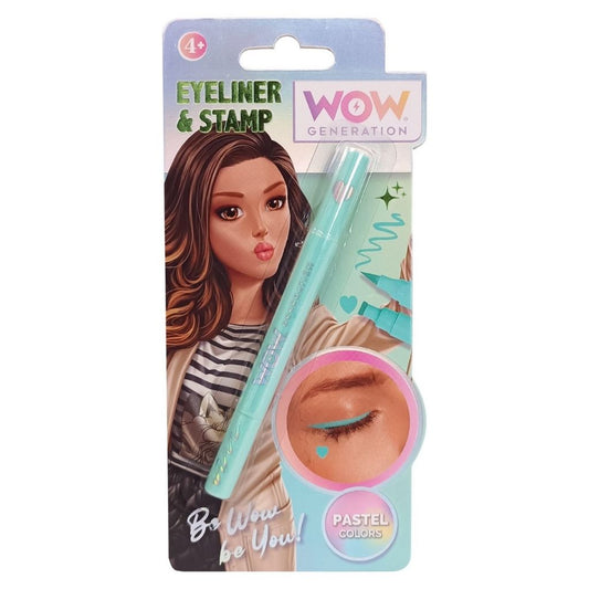 Eyeliner and stamp set packaging with pastel colors on a white background