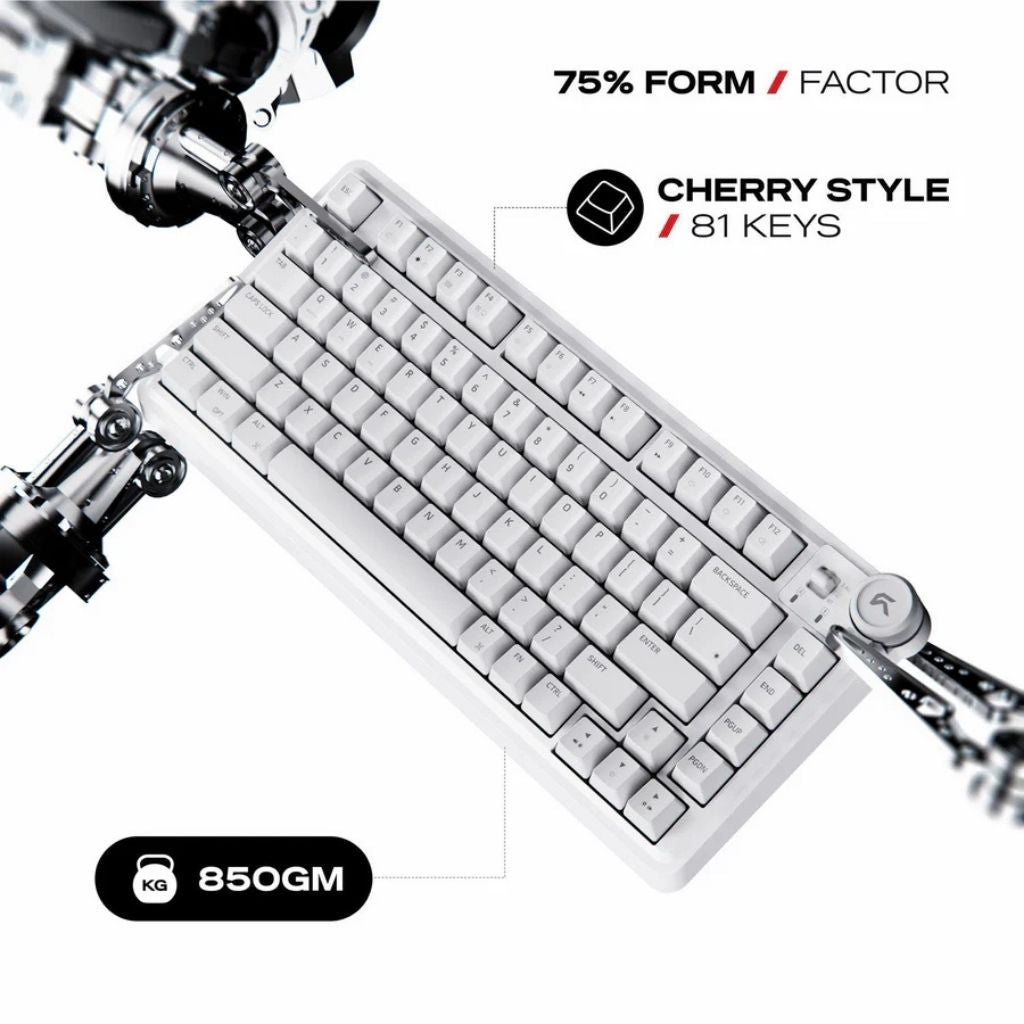 Cybeart Nighthawk 75 - Tri-Mode Wireless RGB Gaming Keyboard - White