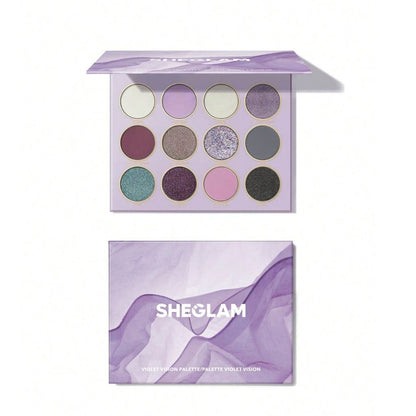 Sheglam eyeshadow palette with various shades on a white background