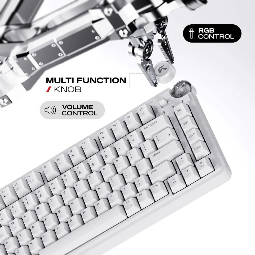 Cybeart Nighthawk 75 - Tri-Mode Wireless RGB Gaming Keyboard - White