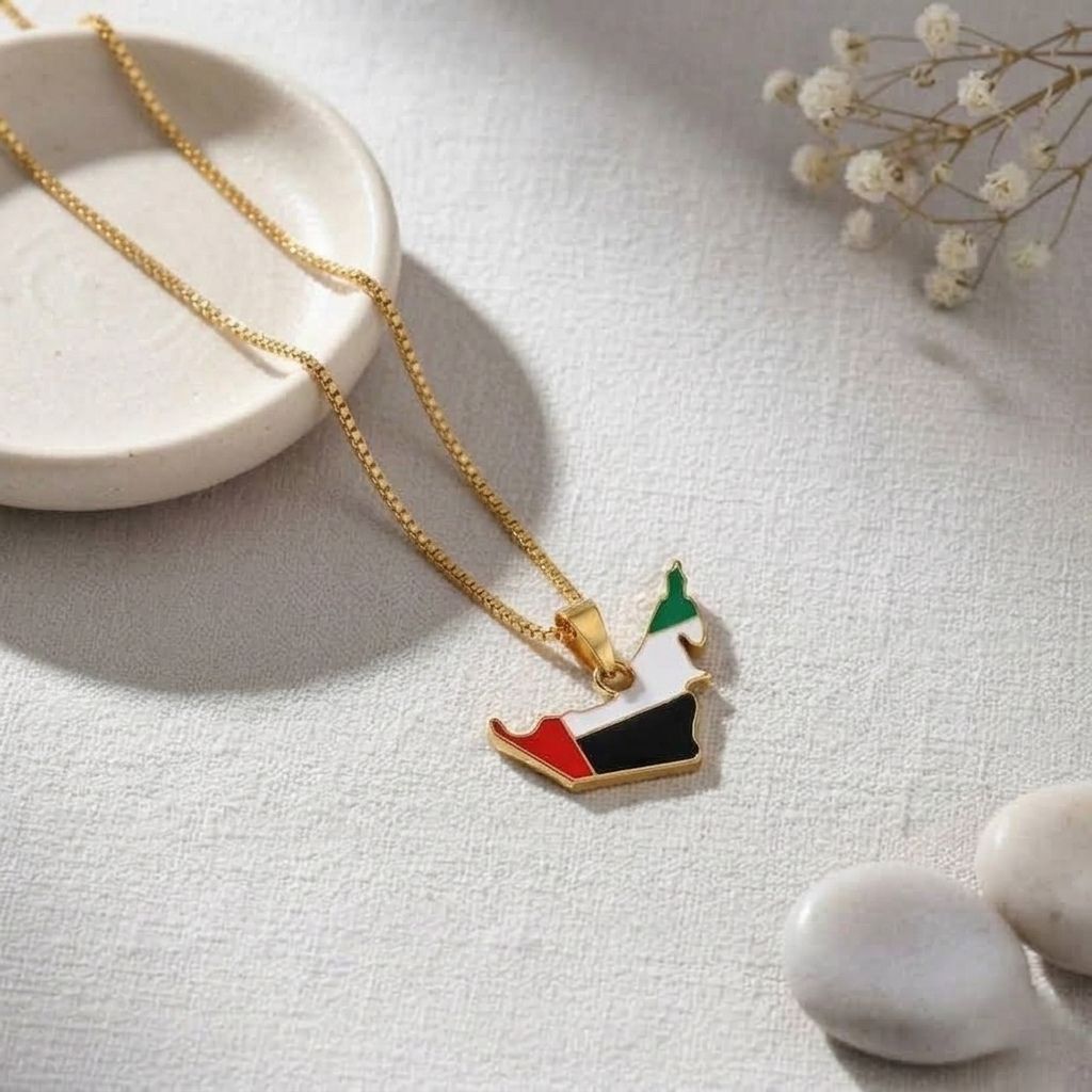 UAE Flag Map Necklace