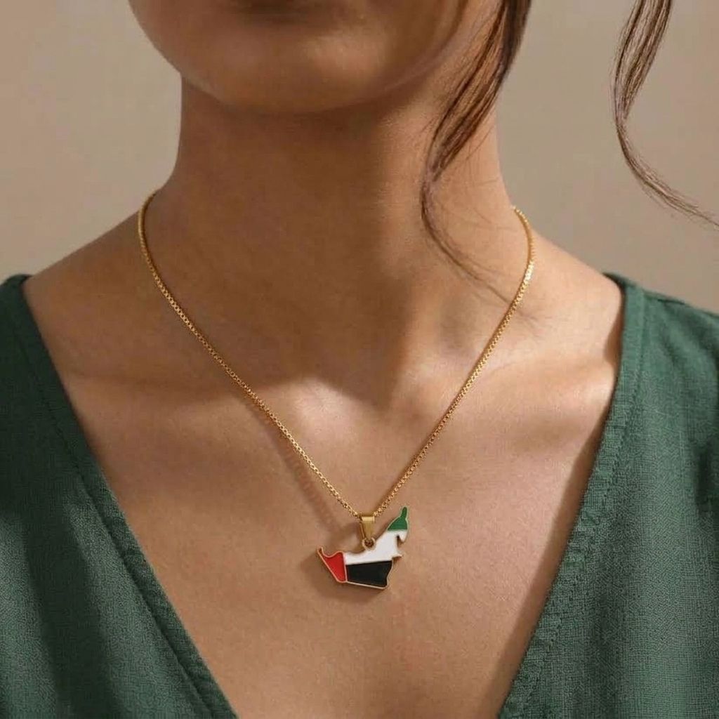 UAE Flag Map Necklace