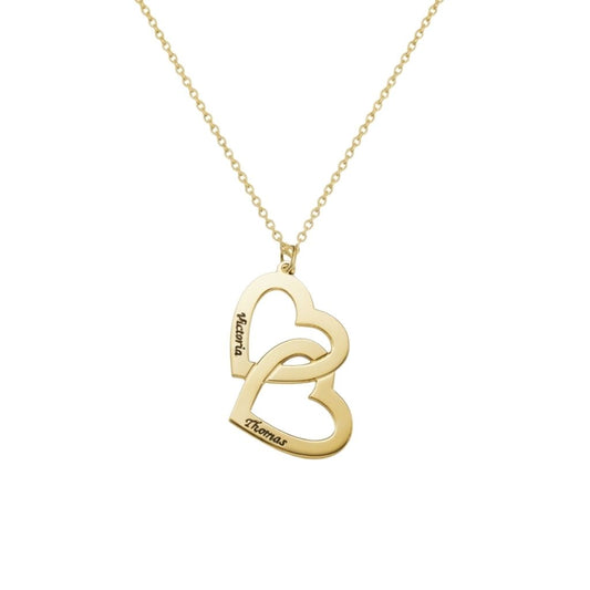 Interlocked Heart Engraved Name Necklace