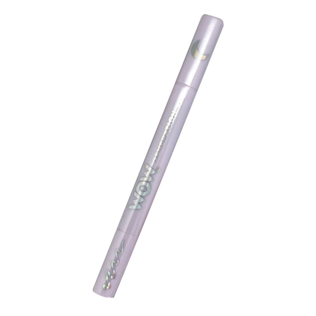 Lavender makeup pencil with brand logo on a white background