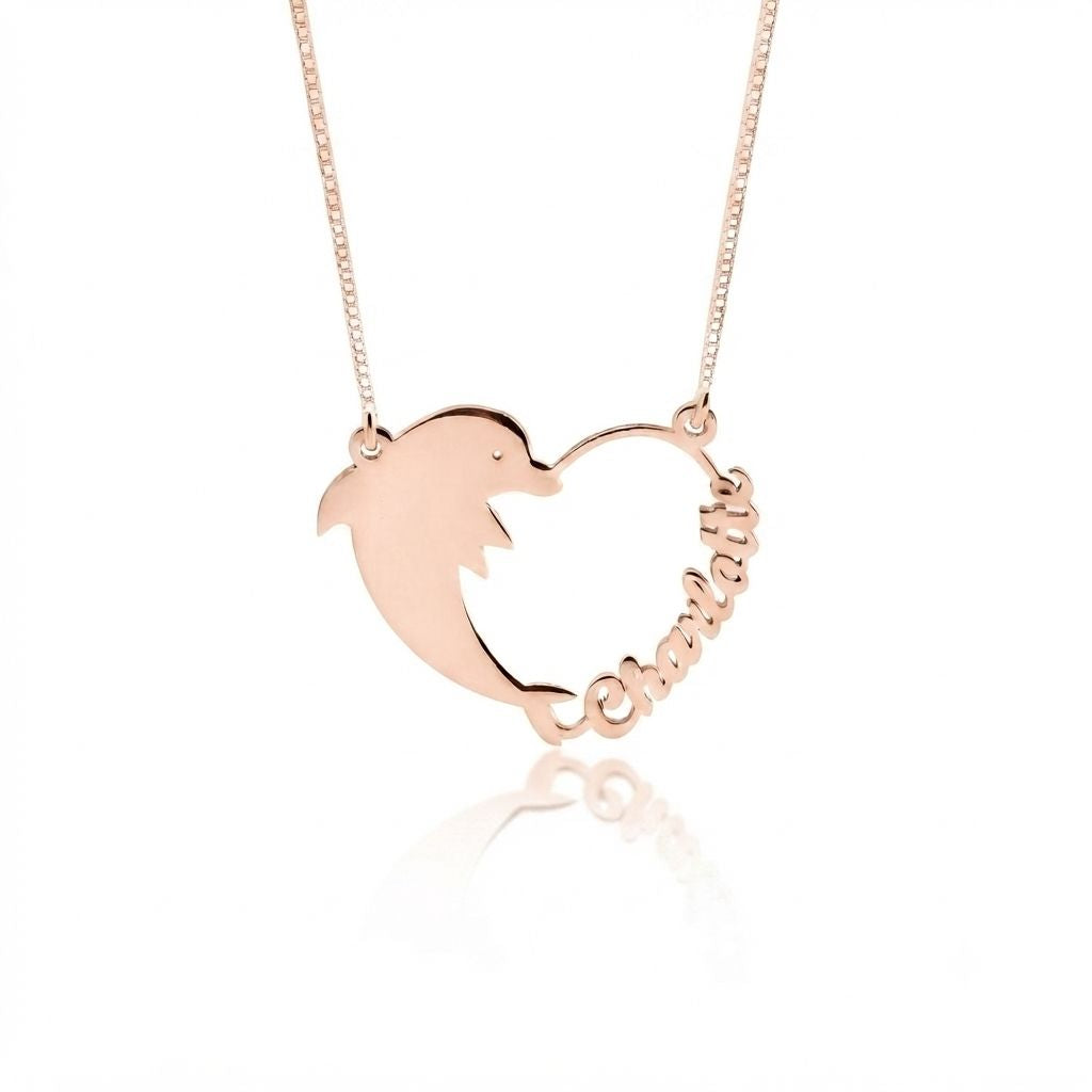 Dolphin Heart Name Necklace