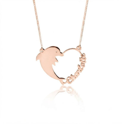 Dolphin Heart Name Necklace