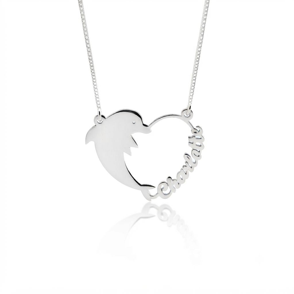 Dolphin Heart Name Necklace