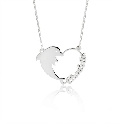 Dolphin Heart Name Necklace