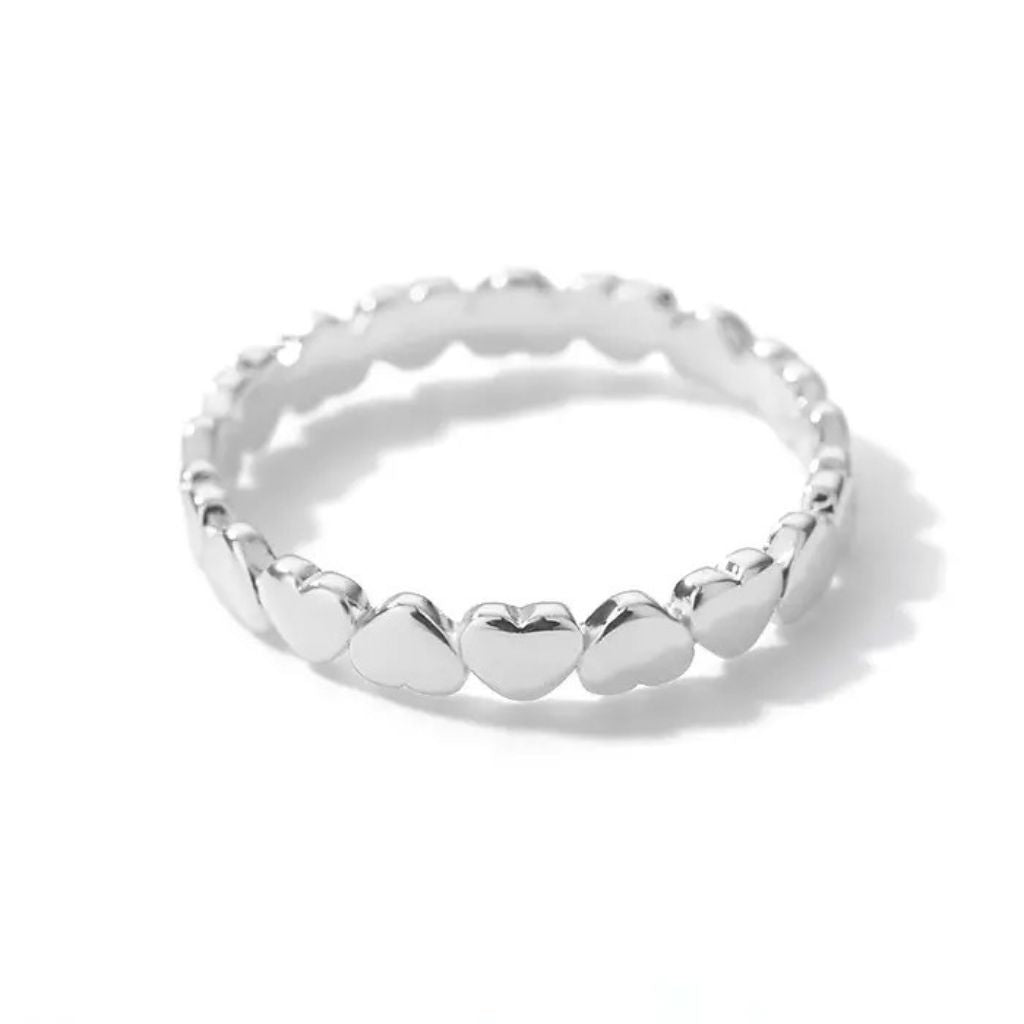 Silver heart Stackable ring