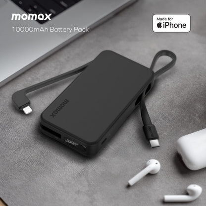 Momax 1-Power Vital+ 10000 mAh Power Bank With Built In Usb-C & Lightning Cable