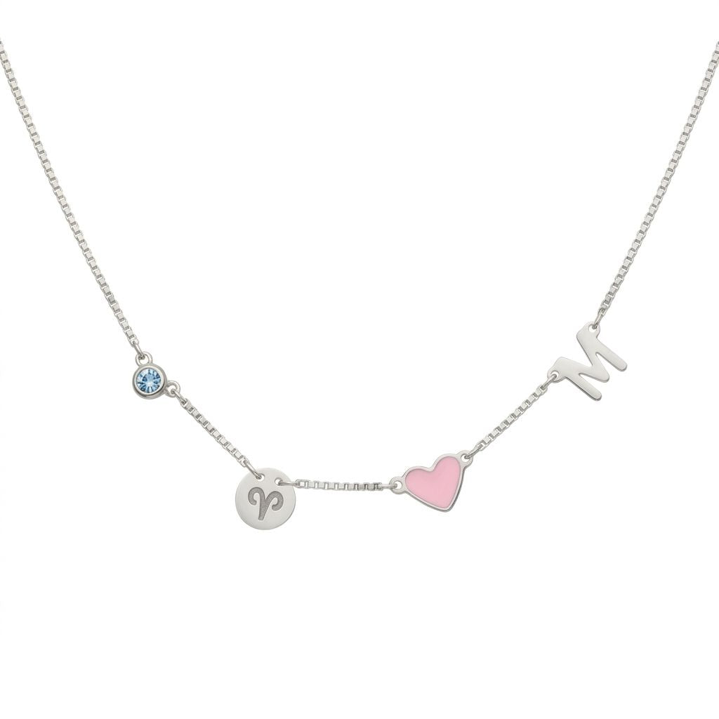 Personalised Zodiac Birthstone Initial Necklace