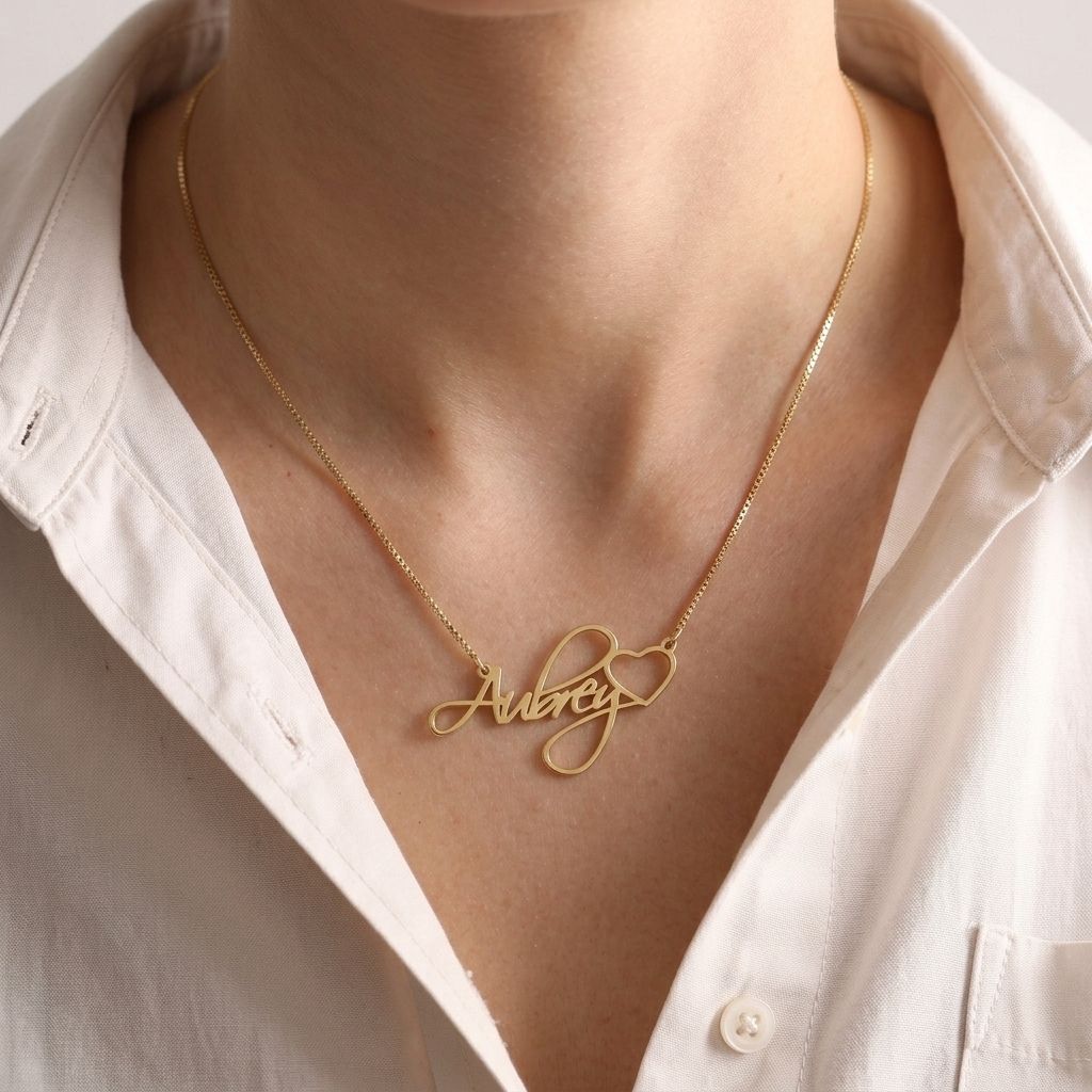 Delicate Engraved Heart Name Necklace
