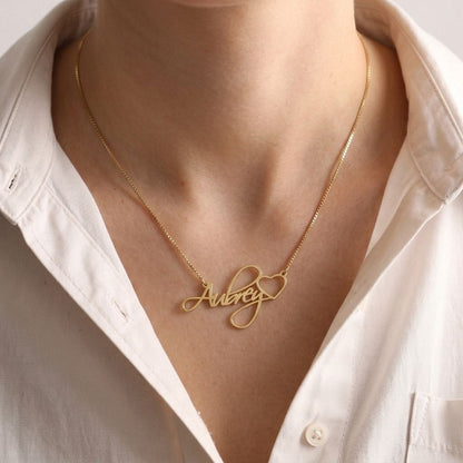 Delicate Engraved Heart Name Necklace