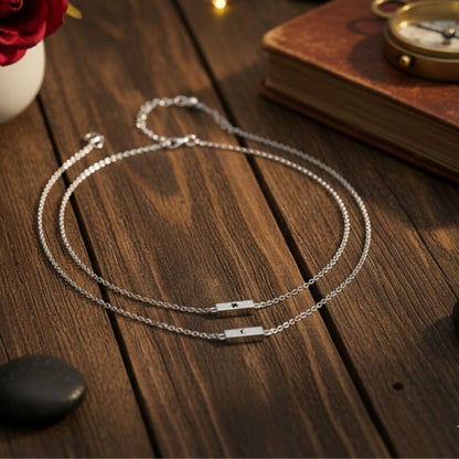 Customised Initial Bar Necklace Set