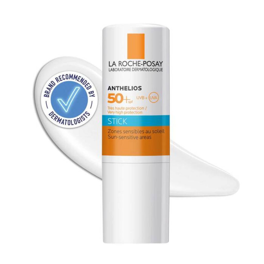 La Roche-Posay sunscreen stick with brand recommendation badge on a white background