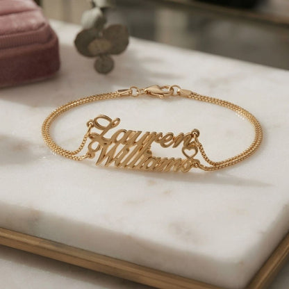 Two Name Bracelet with Heart