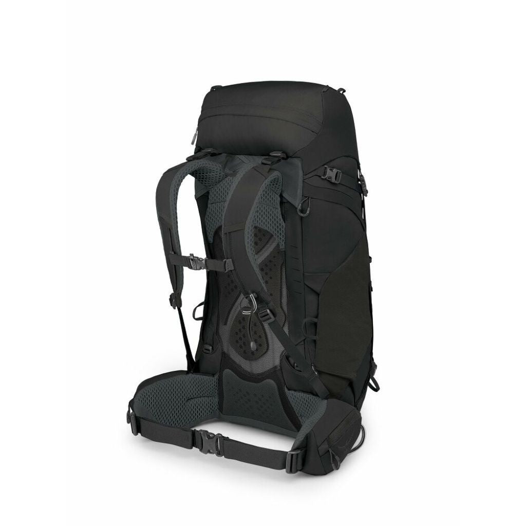 Black hiking backpack on a white background