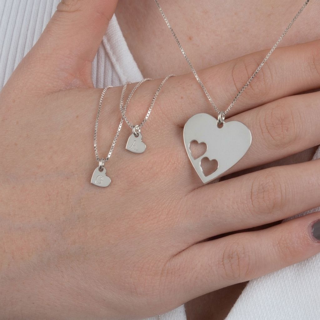 Duo Engraved Heart Necklace