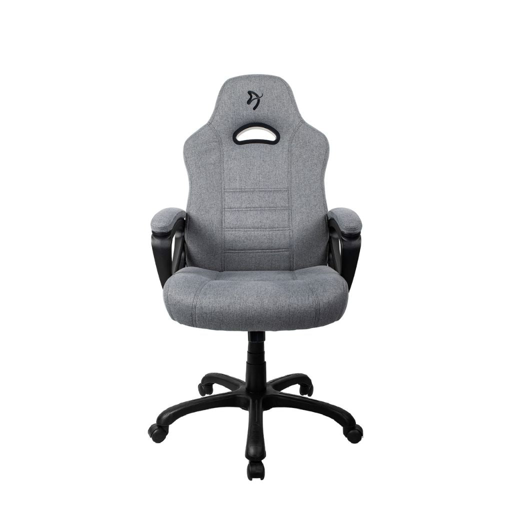 Gray office chair with black base on a white background