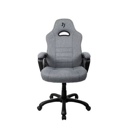 Gray office chair with black base on a white background
