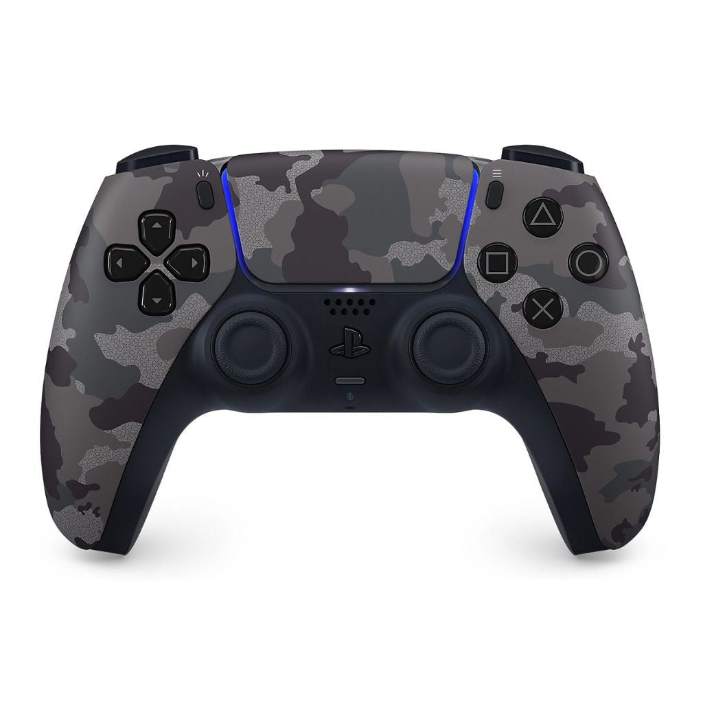Camouflage-patterned gaming controller on a white background