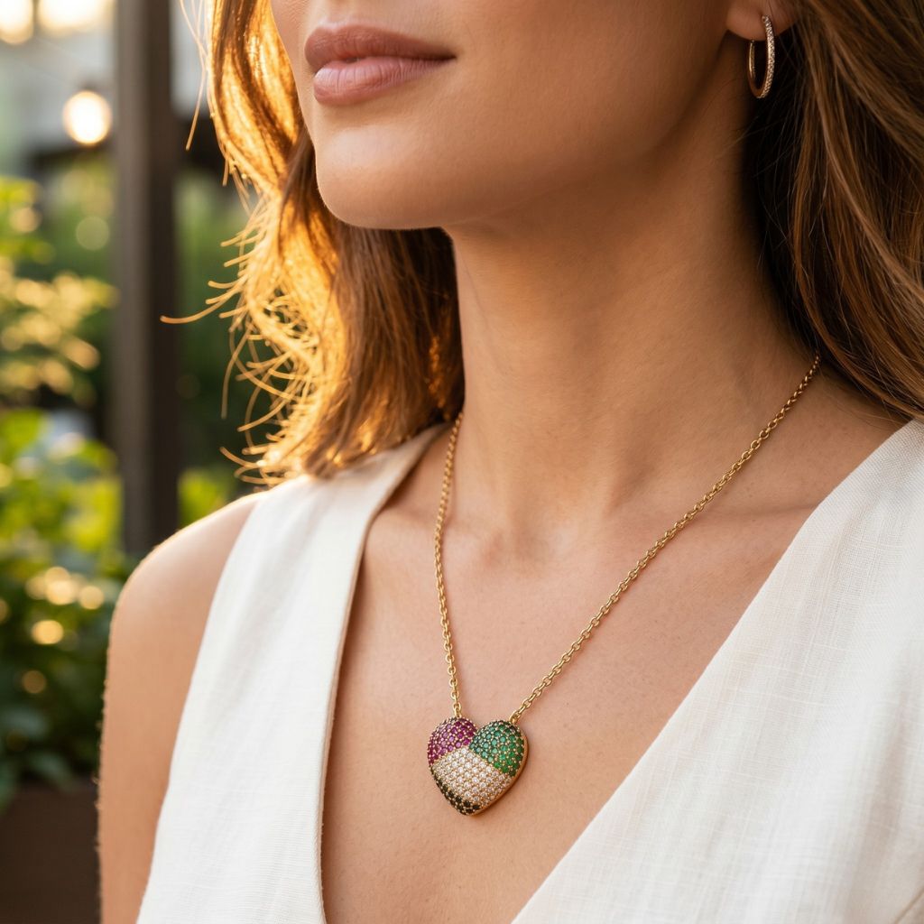 UAE Flag Heart Necklace