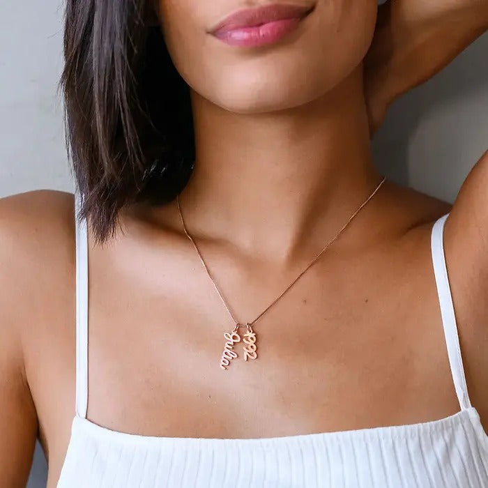 Stylish Font Vertical Name Necklace