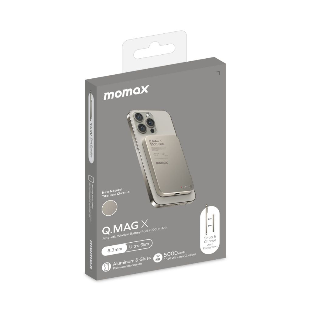 Momax Q.Mag X 5000 mAh Gen2 15W Ultra Slim Magsafe Wireless Power Bank