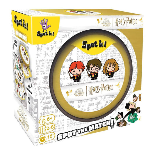 Harry Potter-themed 'Spot it!' game box with characters and branding.