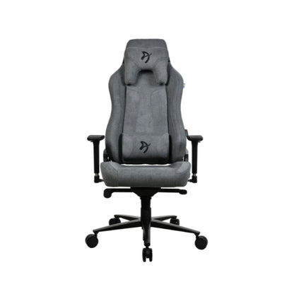 Gray office chair with black base on a white background