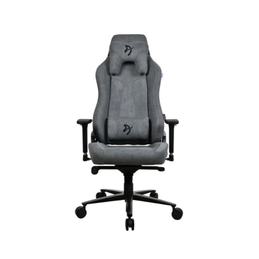 Gray office chair with black base on a white background