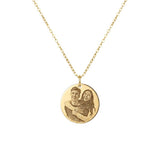 Engraved Photo Single Round Disc Necklace