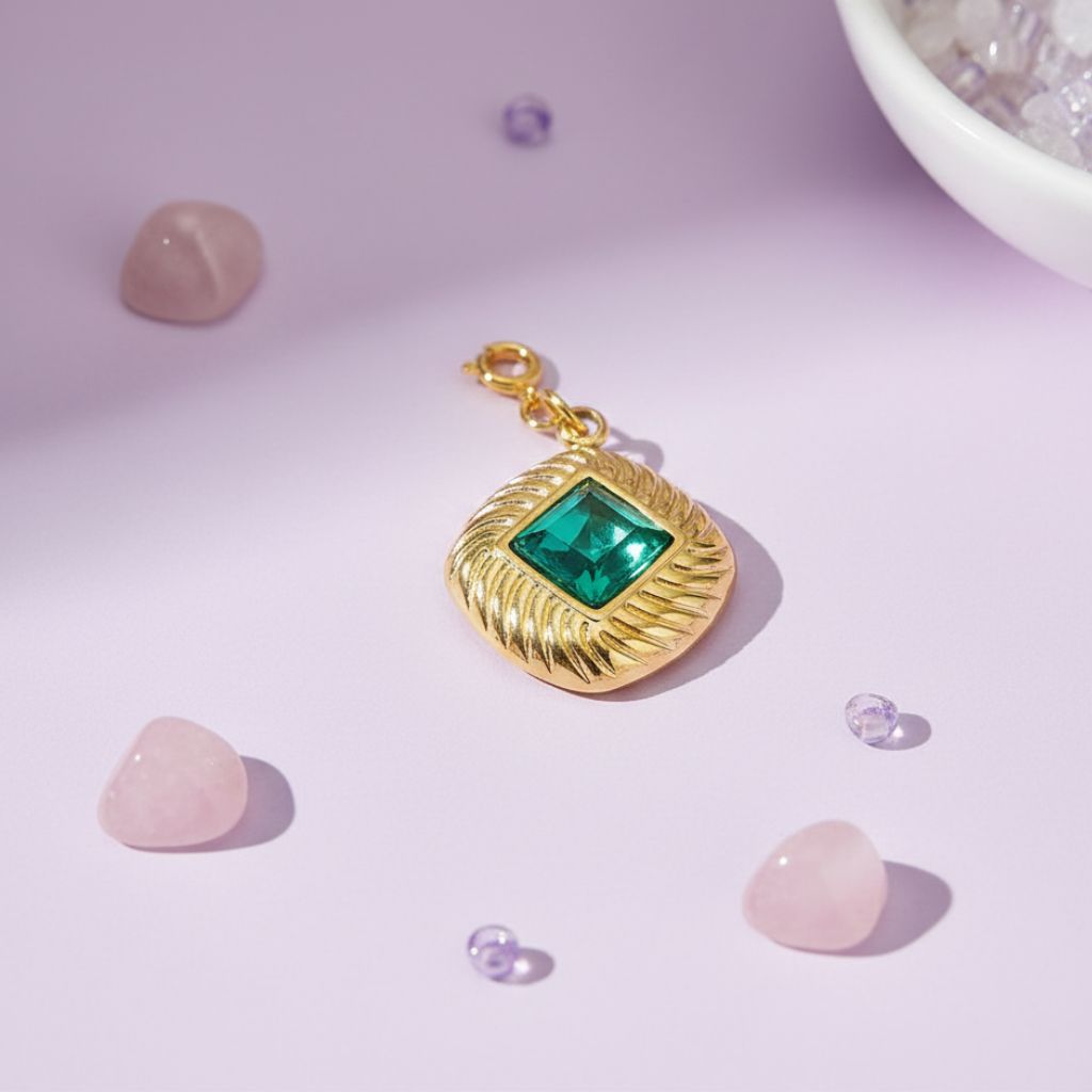Classic Gold Emerald Charm
