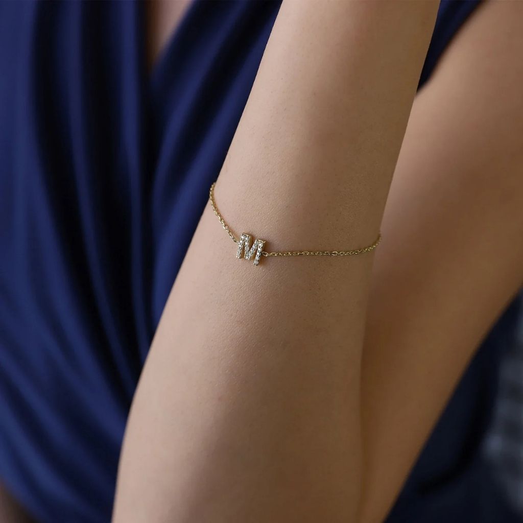 Personalised Diamond Initial Bracelet