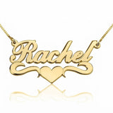Tiny Heart In Center Single Name Necklace