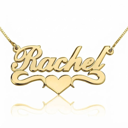 Tiny Heart In Center Single Name Necklace