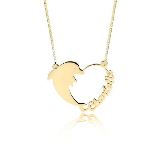 Dolphin Heart Name Necklace
