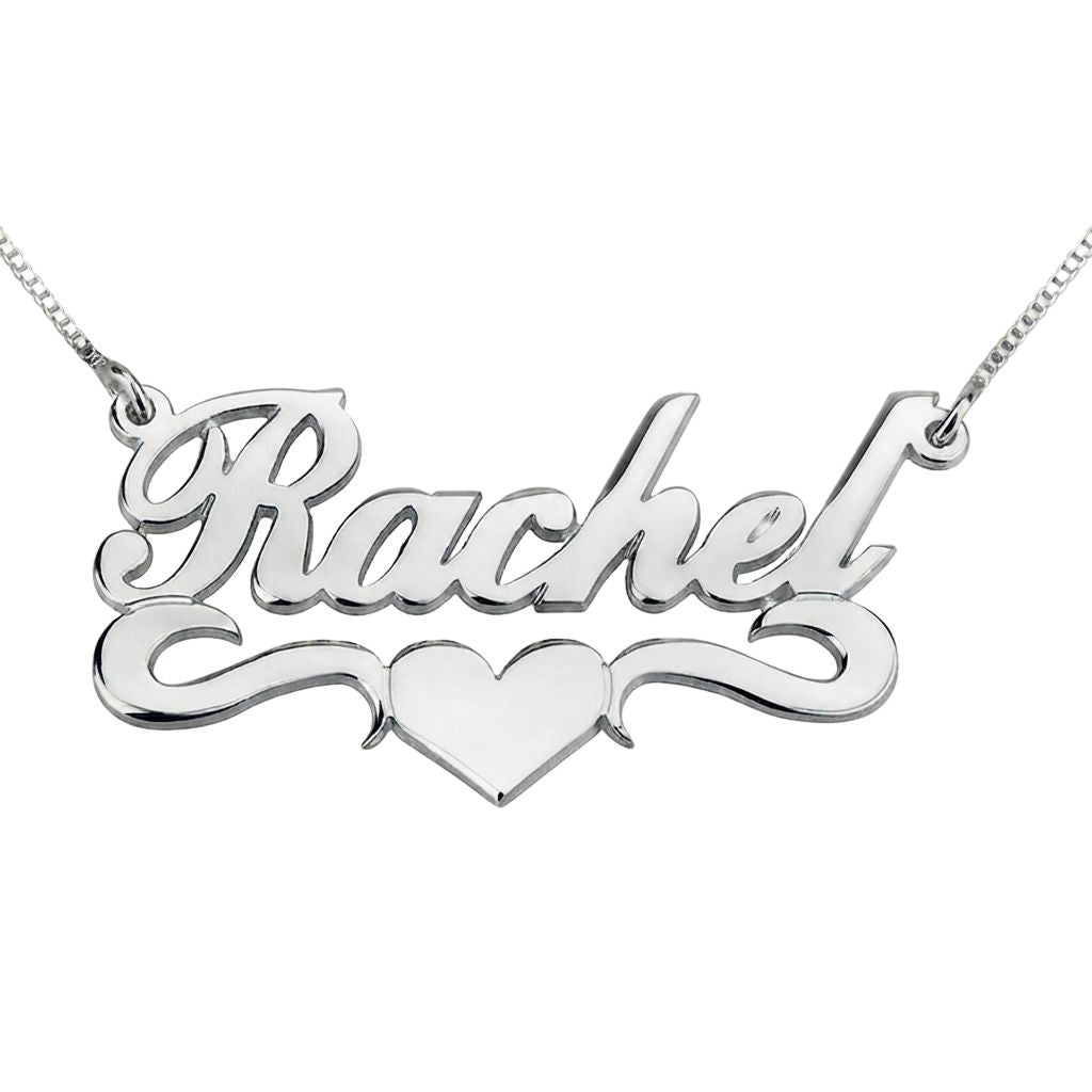 Tiny Heart In Center Single Name Necklace