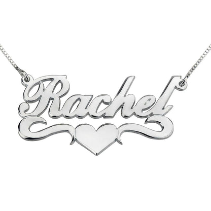 Tiny Heart In Center Single Name Necklace