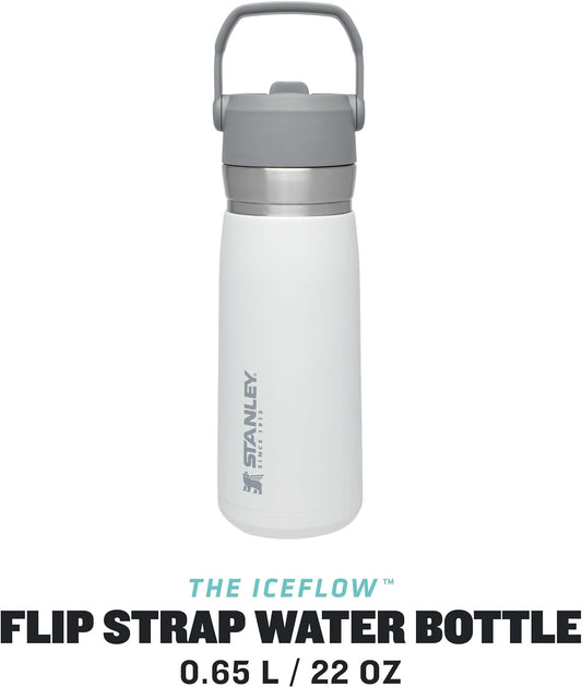 IceFlow™  Flip Straw Water Bottle 0.65L / 22 OZ Polar