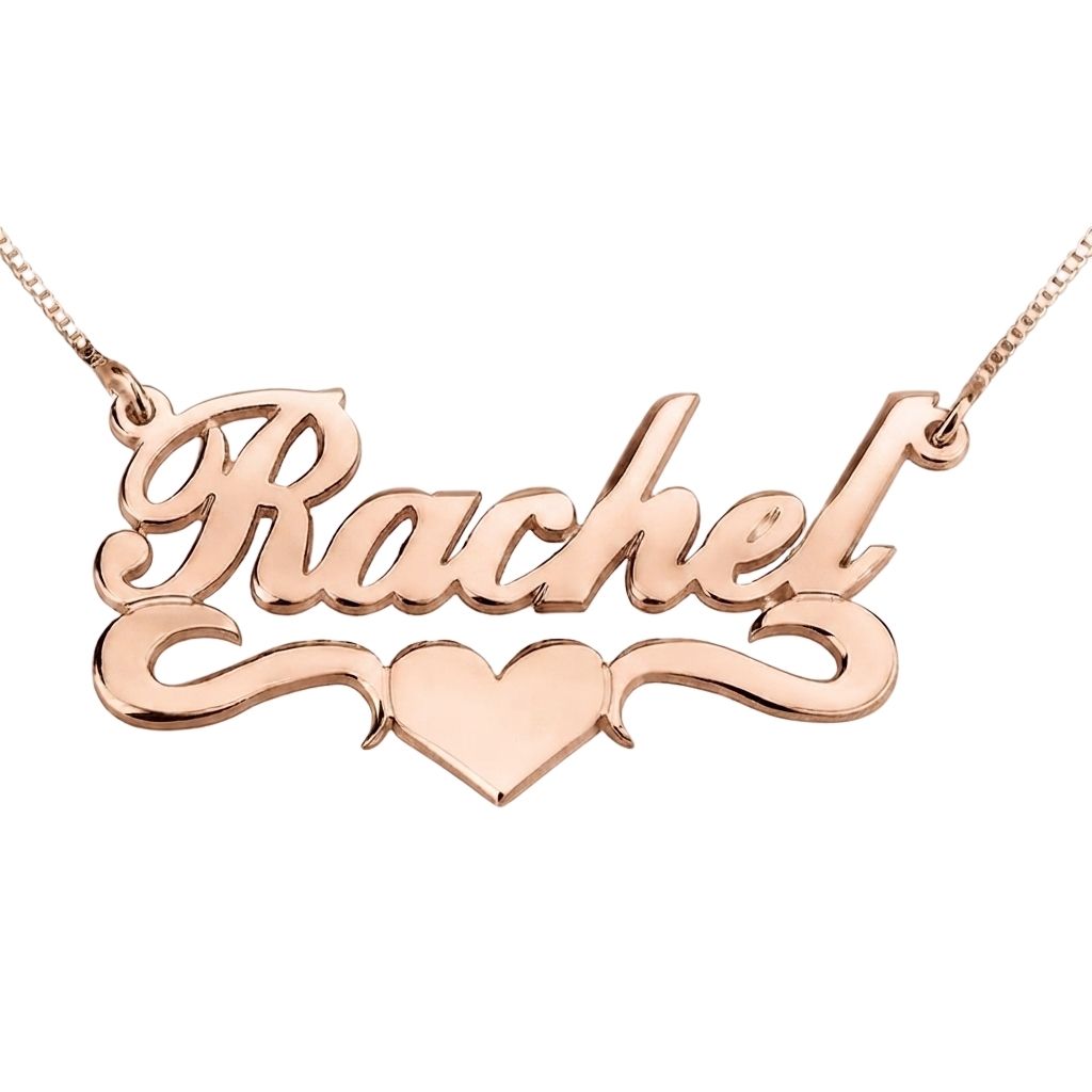Tiny Heart In Center Single Name Necklace