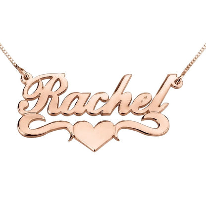 Tiny Heart In Center Single Name Necklace