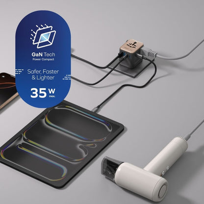Momax 1-World2 35W 5-Port Dual Ac Travel Adaptor