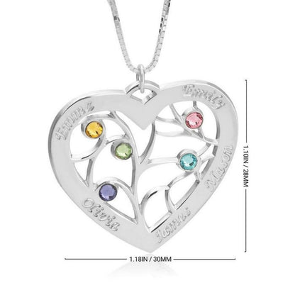 Embedded Birthstones Stylish Heart Necklace