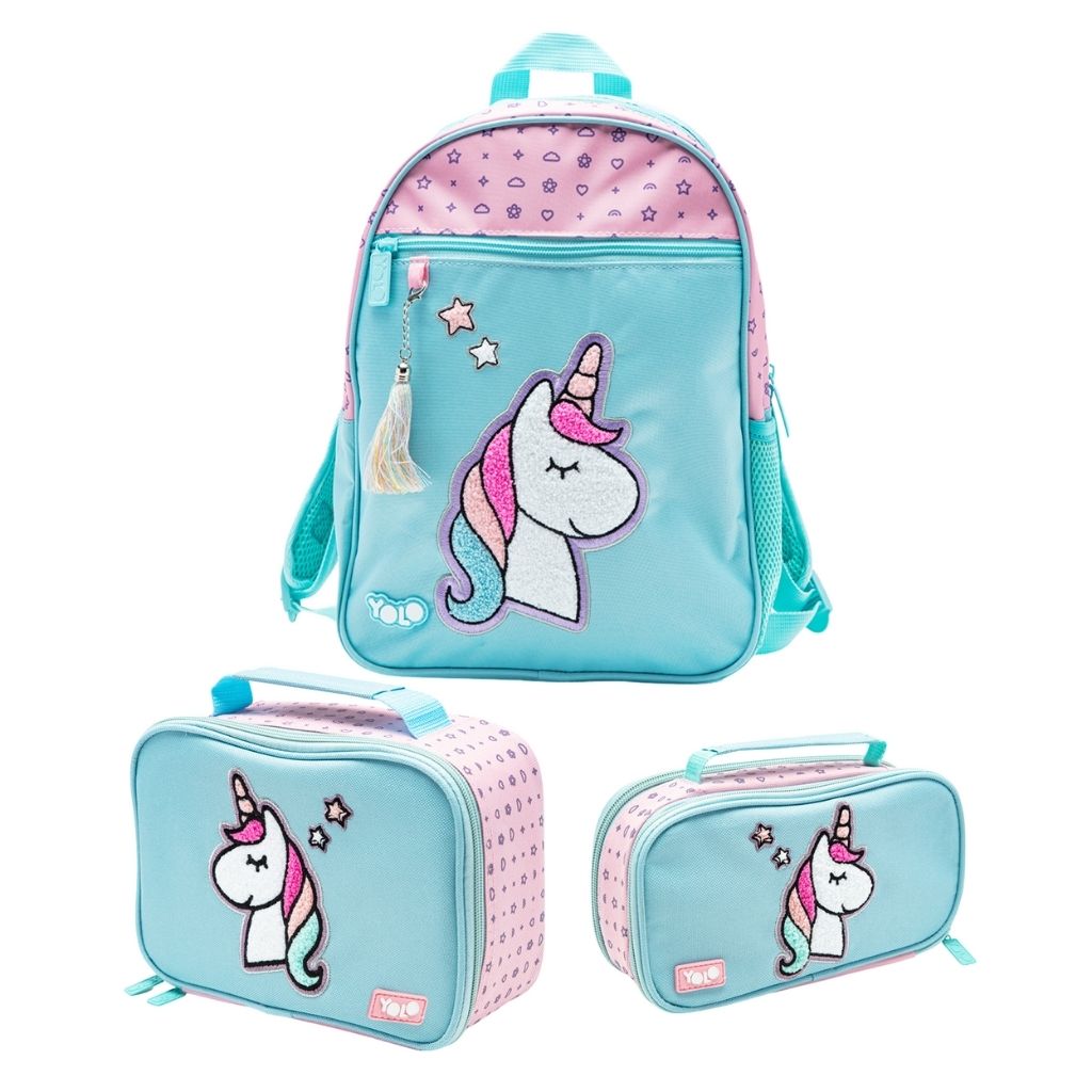 YOLO 3-in-1 Unicorn School Set – Backpack, Insulated Lunch Bag & Pencil Case