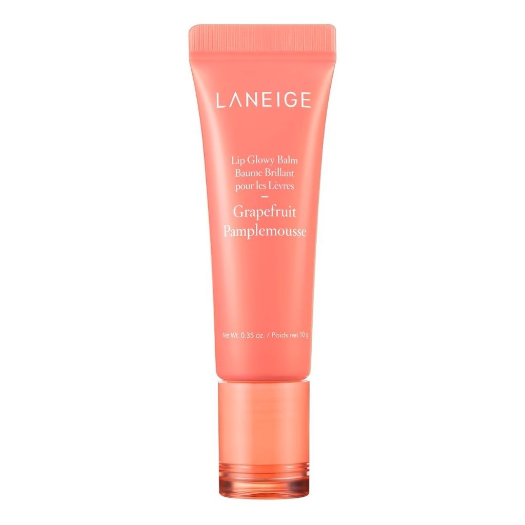 Laneige lip balm tube with grapefruit flavor on a white background