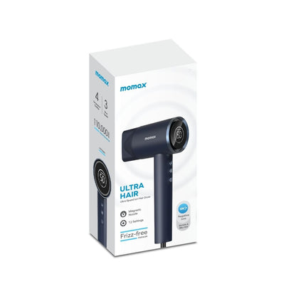 Momax hair dryer packaging on a white background