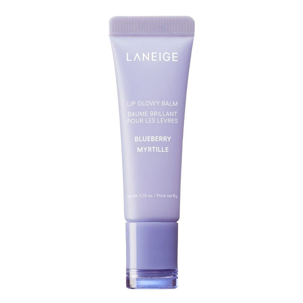 Laneige lip balm tube with blueberry flavor on a white background